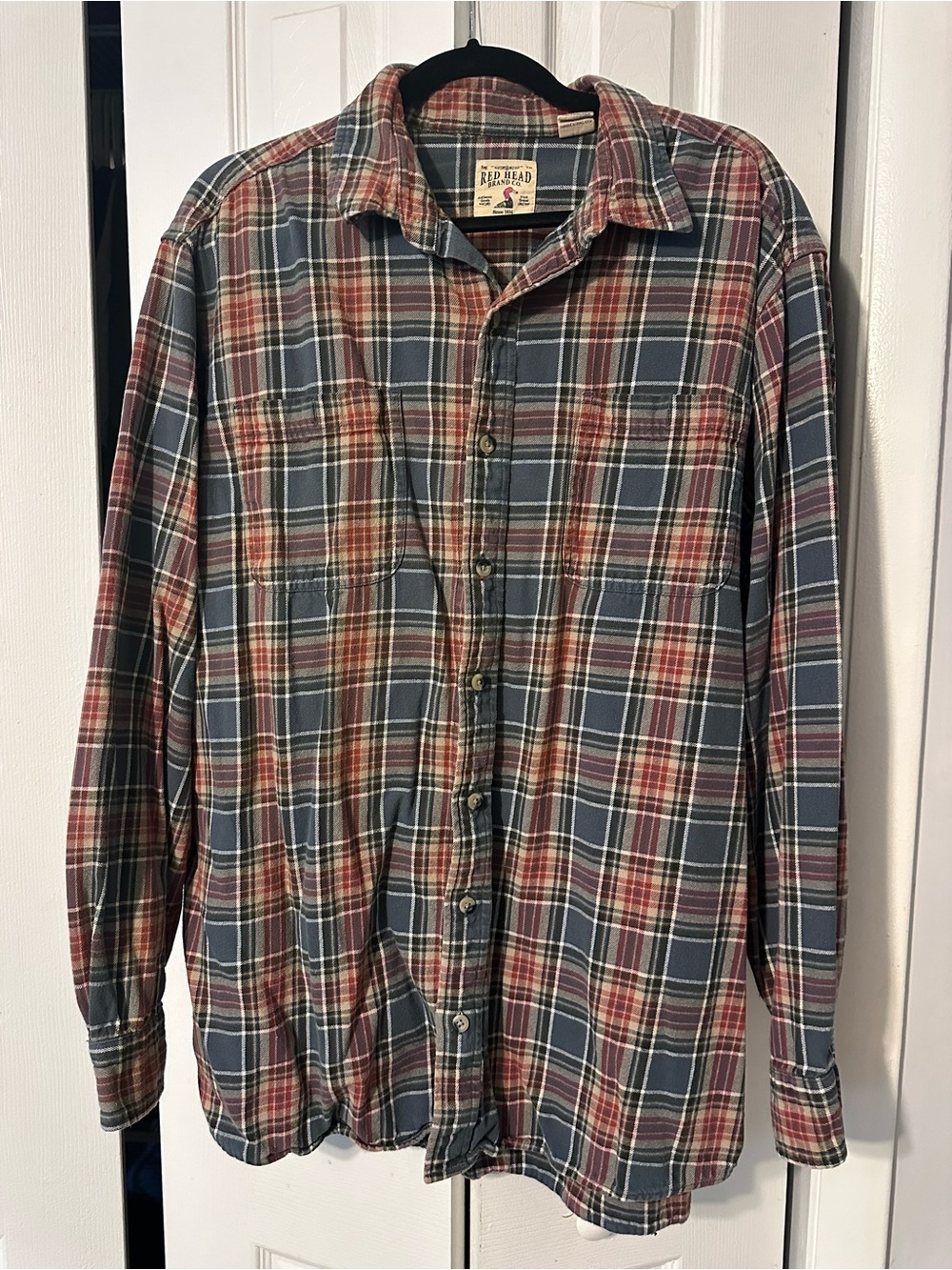 RedHead Plaid Button-Down Shirt in Blue and Red Tones